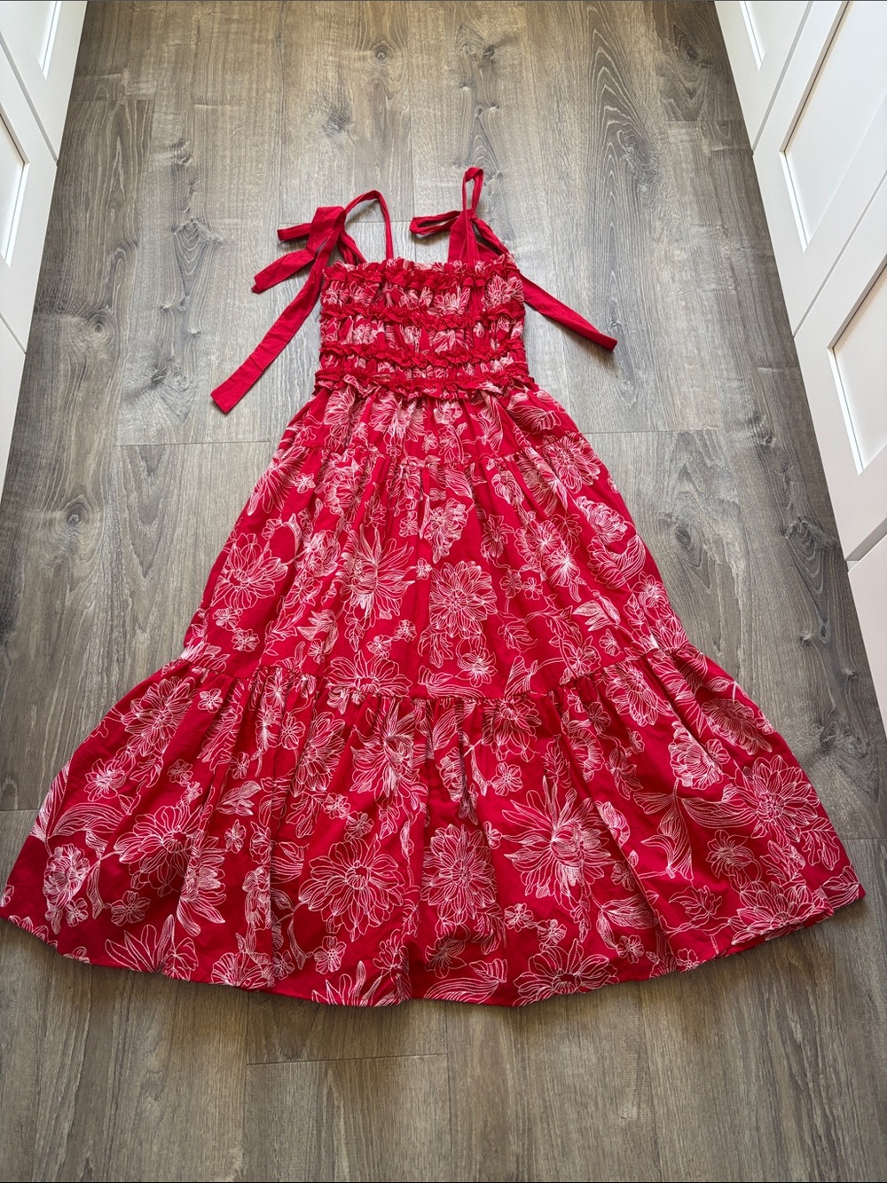 En Saison Red Floral Tie-Shoulder Sun Dress